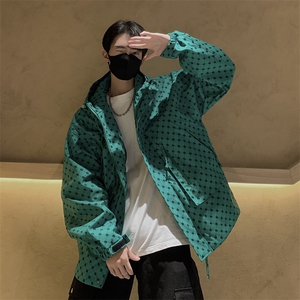 迷彩格子外套男春秋款连帽青少年春装冲锋衣夹克大码JK076-P100图片
