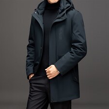 AL99022冬季男士派克服可脱卸兔毛内胆中长款风衣P560图片