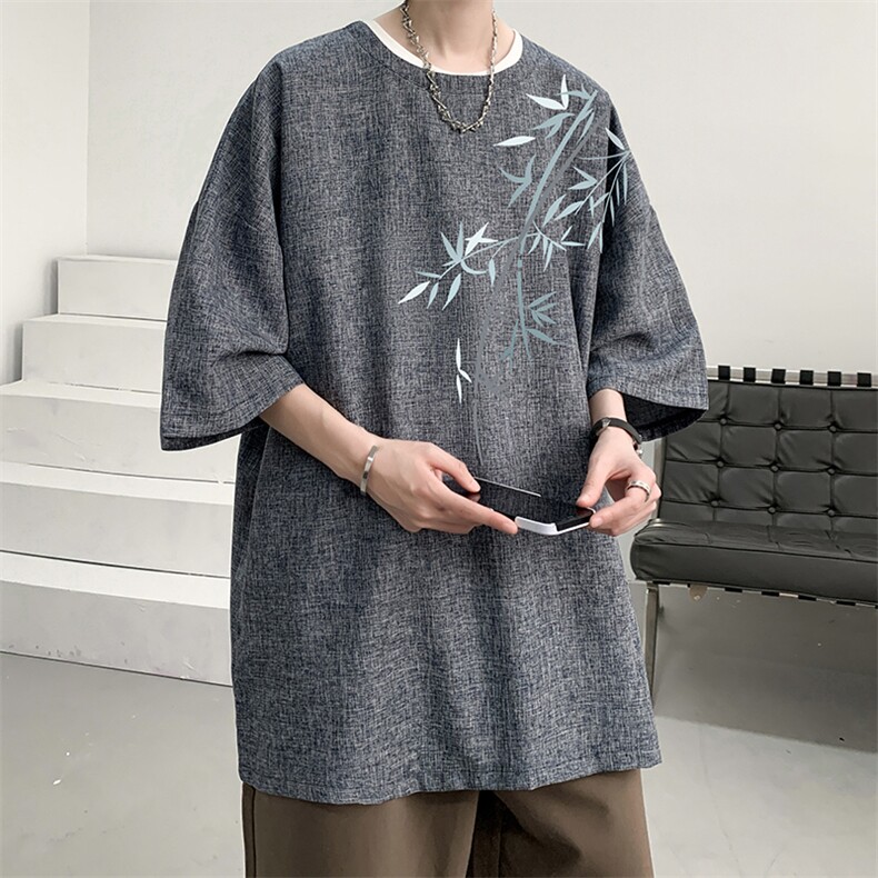 风复古亚麻短袖男棉麻t恤男半袖 ZT71393-P35图片