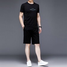 2023年夏款潮流休闲时尚男士运动短裤短袖套装P130，男装休闲套装，电商D223-1