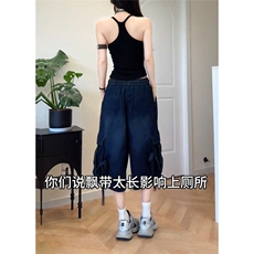宽松工装五分裤男女同款牛仔裤A49-P60，男装牛仔裤，电商D312