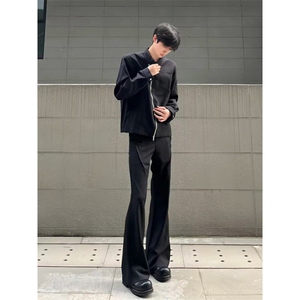 W9415-P48 网图现货 新款美式微喇休闲裤宽松直筒韩版百搭西裤图片