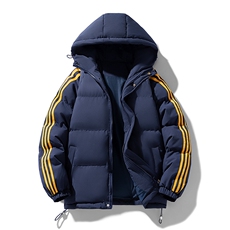 冬季潮流条纹五防立领加绒加厚棉衣情侣撞色棉服外套MY8899-p78，男装棉衣，星座610B-1