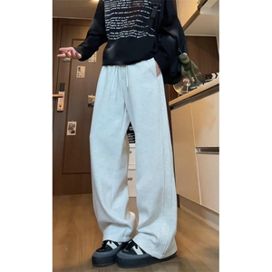 秋季直筒弯刀休闲裤男痞帅重磅垂感显瘦运动裤阔腿裤卫裤 K5530图片