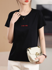 潮流时尚开心每一天简约T恤，女装T恤，元素羊绒