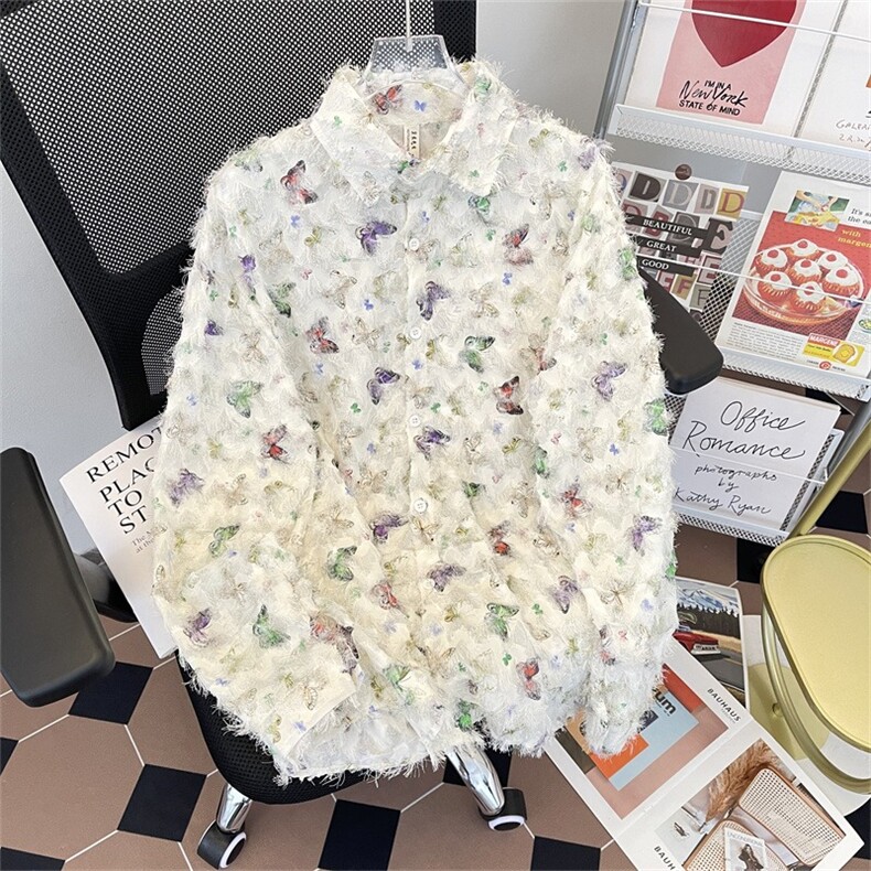 高品质夏款男衬衫蝴蝶装饰流苏毛长袖衬衣CS160P50,男装衬衫,星座1013-1