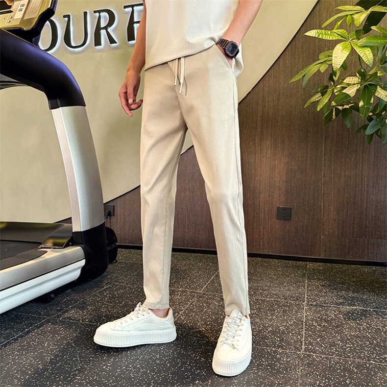 2025夏季新款男士休闲裤简约纯色修身小脚裤潮男生裤子901K400p48,男装休闲裤,星座901