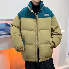 棉衣男冬季宽松拼接撞色立领棉服外套美式潮牌面包服棉袄M051-P90，男装棉衣，星座308B-1