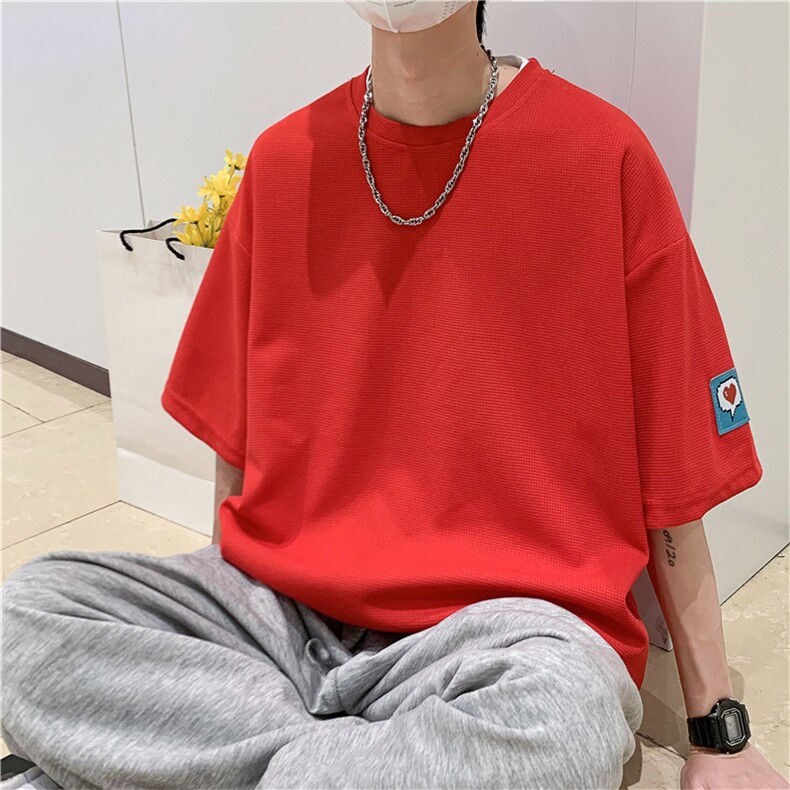 短袖t恤男潮牌ins港风夏季华夫格上衣百搭半袖体恤潮T07824-P25图片