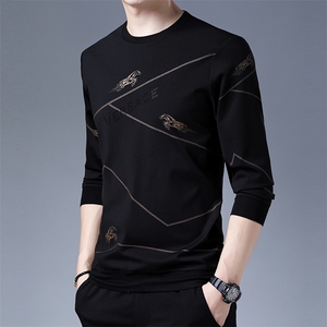男士2023年春季新款长袖休闲圆领卫衣套头打底衫修身图片