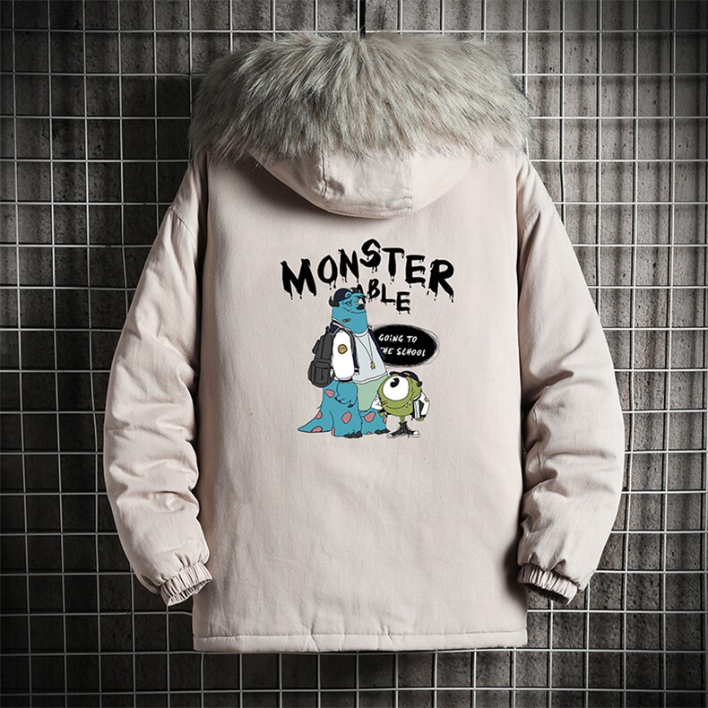 MM48074-P130 冬季大毛领衣男士大码加厚袄男服 网格挂拍图片