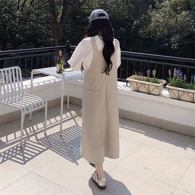 韩系减龄背带连衣裙套装女2025春新款高级感气质显瘦吊带裙两件套,女装套装/套裙,慧尚依恋