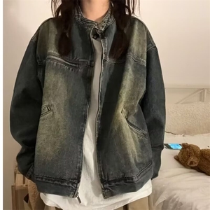 1506-1/JG88451/P64美式复古水洗做旧牛仔外套女春秋新款大码