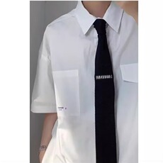 日系翻领少年感纯色衬衫短袖宽松休闲男女衬衣夏季薄外套CS5261，男装T恤，星座208-5