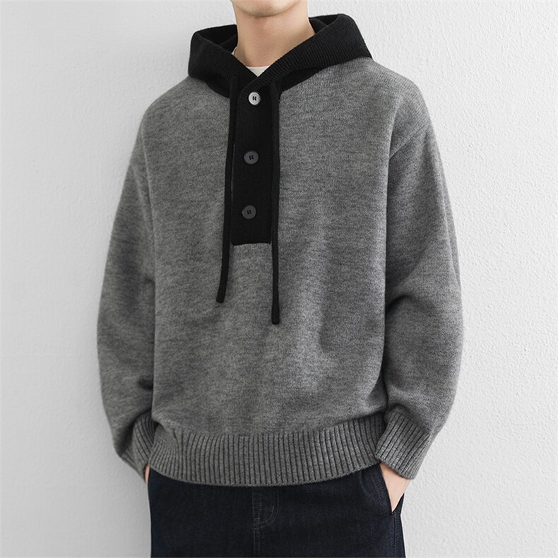 慵懒设计感连帽毛衣男套头2025秋冬季宽松加厚保暖针织衫卫衣上衣,男装针织衫/毛衣,星座914