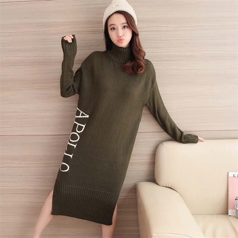 中长款宽松2021年秋季时尚V领字母针织衫/毛衣，女装针织衫/毛衣，奕阳依阁