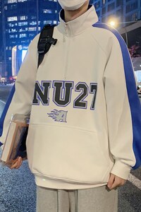 2025秋 立领印花半拉链宽松休闲情侣卫衣 B266-WY-219-P55图片