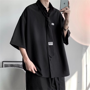 夏季衬衫男短袖痞帅炸街衬衣潮流宽松dk制服寸衫C011-p35 送领带图片