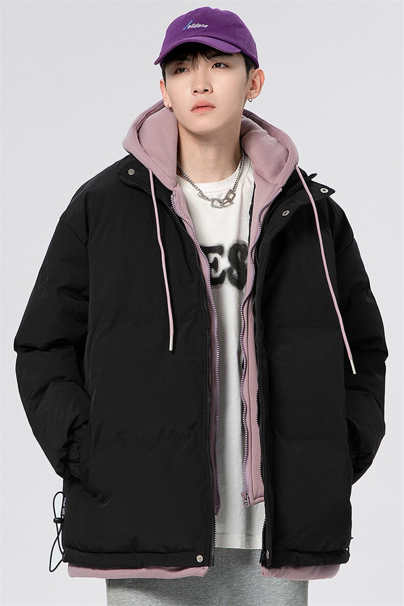 2025秋冬新款加厚假两件棉服情侣大码宽松棉服XZ102A-4-22091-P95,男装棉衣,星座211-2