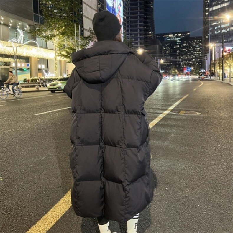 时尚潮流韩版宽松显瘦中长款连帽羽绒服女冬季新款外套,女装羽绒服,曼琳思菲