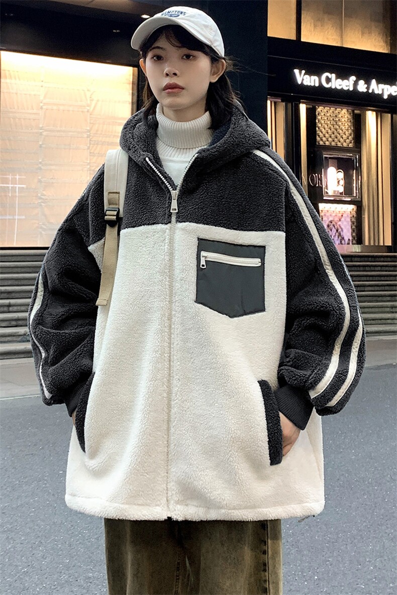 2024冬上新加绒加厚休闲棉衣羊羔绒连帽外套男女991-P110控价158,男装棉衣,电商A441-1