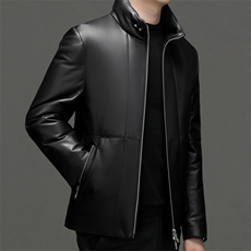 239007海宁真皮羽绒服男绵羊皮夹克立领加厚外套机车皮衣P1050，男装夹克，电商B360A（原721A）