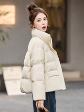 简约时尚潮流羽绒服休闲显瘦减龄冬季立领纯色女外套，女装羽绒服，姿衣坊