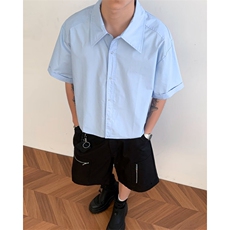 短袖宽设计高级感衬衫cleanfit男女情侣休闲宽松短袖衬衣LS47P39，男装T恤，星座1013-5