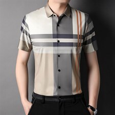 2023夏季新款透气商务休闲无痕中青年男士衬衣宽松百搭短袖衬衫男，男装衬衫，电商B212（原钱塘6029）