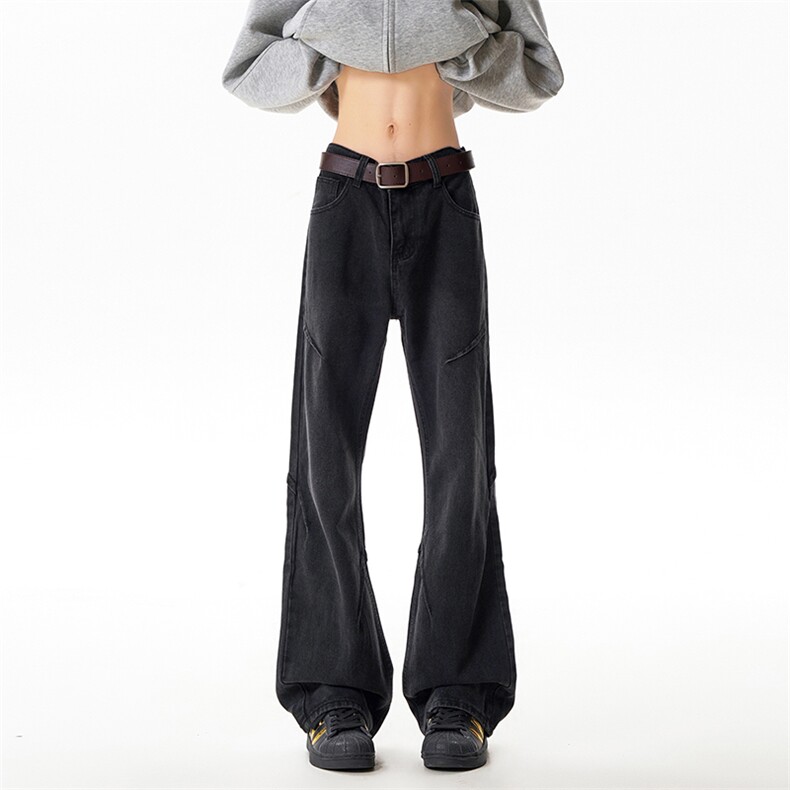 B221美式ins高街暗黑小众个性修身微喇牛仔裤LK24285-特P48控78，男装牛仔裤，电商B221