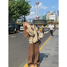 1506/QF400/P77美式复古条纹拉链开衫连帽卫衣男女情侣重磅外套，女装短外套，星座1506