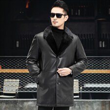 J2111新款海宁男式绵羊皮皮衣男水貂拼貂内胆皮克服P1780图片