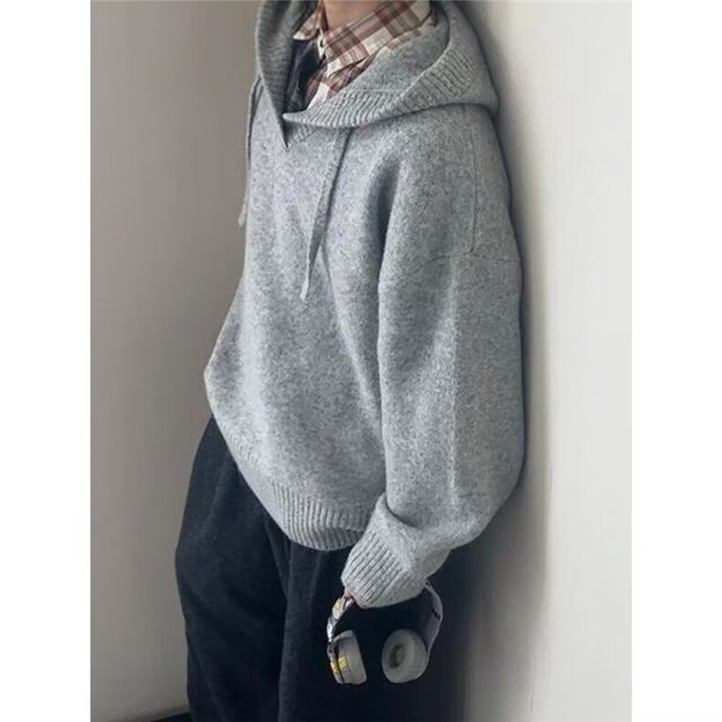 连帽针织衫男女套头外套宽松显瘦百搭新款插肩带帽毛衣L5833-P59,男装针织衫/毛衣,星座1008
