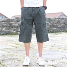 短裤男夏季新款宽松休闲运动七分工装裤子棉加肥加大码2023款，男装休闲裤，星座802