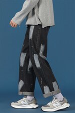2023秋季新款男士宽松直筒牛仔裤喷漆潮牌百搭休闲直筒裤NZ201P45图片