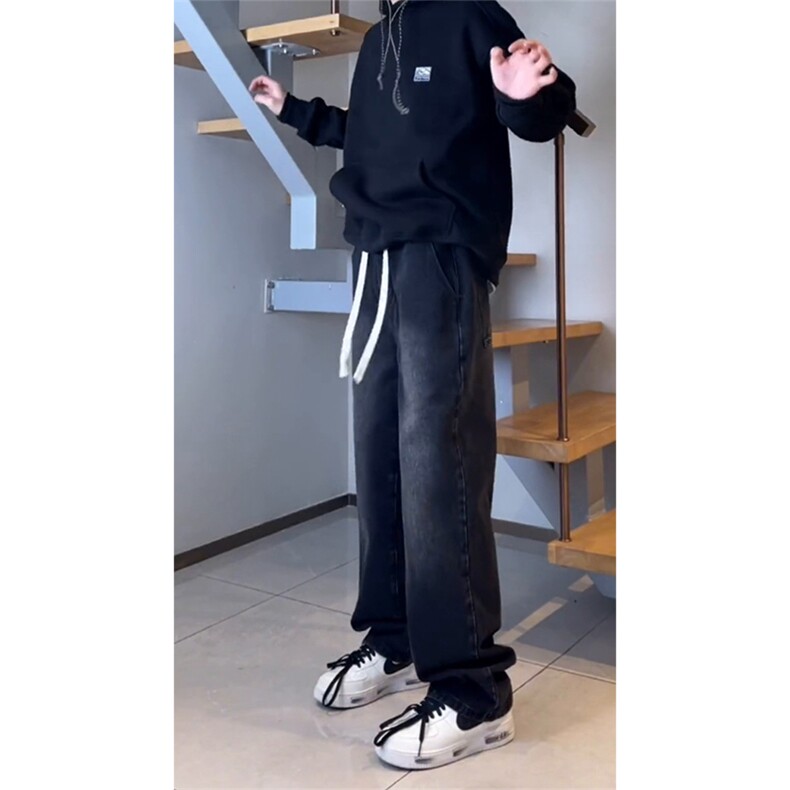 黑色弹力牛仔裤秋冬款cleanfit显瘦微喇裤子CHNZK02-P55,男装牛仔裤,星座1007（原301D）