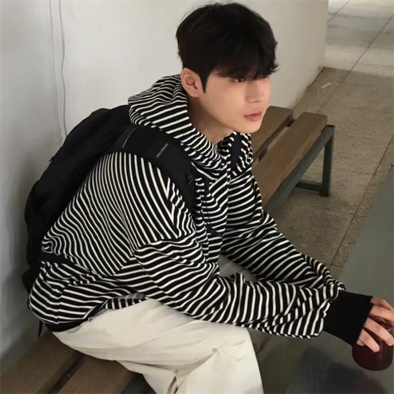 25秋冬新款~条纹连帽卫男式宽松休闲套头卫衣外套716A-WY826-P68,女装短外套,星座716A（原星座815-4）