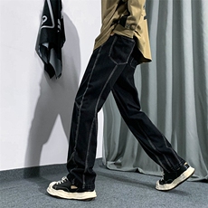 B221美式ins高街小众男女情侣款修身直筒牛仔裤LK22091-P60控78，男装牛仔裤，电商B221