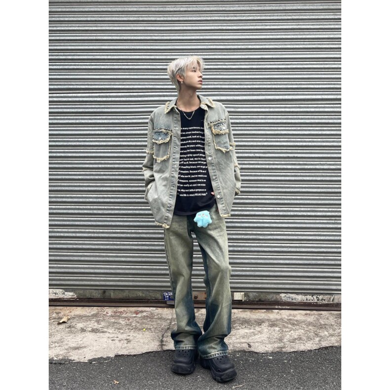 【有货】cleanfit毛边牛仔外套男款美式高街工装夹克CT01CC-P65,男装夹克,星座1007（原301D）