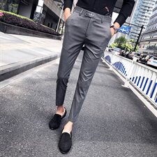 2021新款春夏英伦西裤修身九分裤小脚裤商务发型师A450-G，男装休闲裤，星座1904A