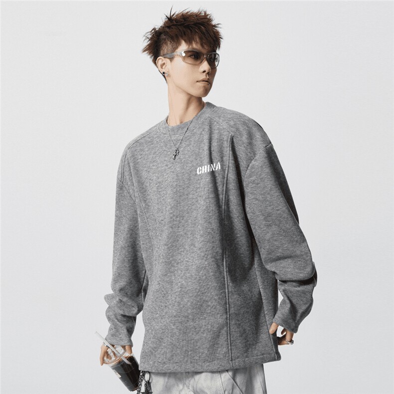 WY852-P35原版现货！加绒加厚打底衫男生卫衣宽松情侣保暖上衣,男装T恤,星座215-1