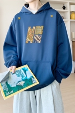 华棉春秋内景仿刺绣印花宽松连帽卫衣男潮外套WY00794/P45加绒P50，女装短外套，电商B316