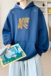 华棉春秋内景仿刺绣印花宽松连帽卫衣男潮外套WY00794/P45加绒P50图片