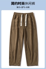 K3968-P40夏季新款麂皮绒百搭直筒宽松休闲九分裤，男装休闲裤，星座109