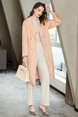 时尚新款双面羊毛呢大衣翻驳领开叉设计显瘦百搭气质外套，女装毛呢外套，阿舍尔精品