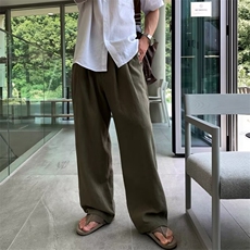 薄款亚麻阔腿休闲裤男夏季韩版宽松垂感直筒裤简约阔腿长裤，男装休闲裤，星座506A