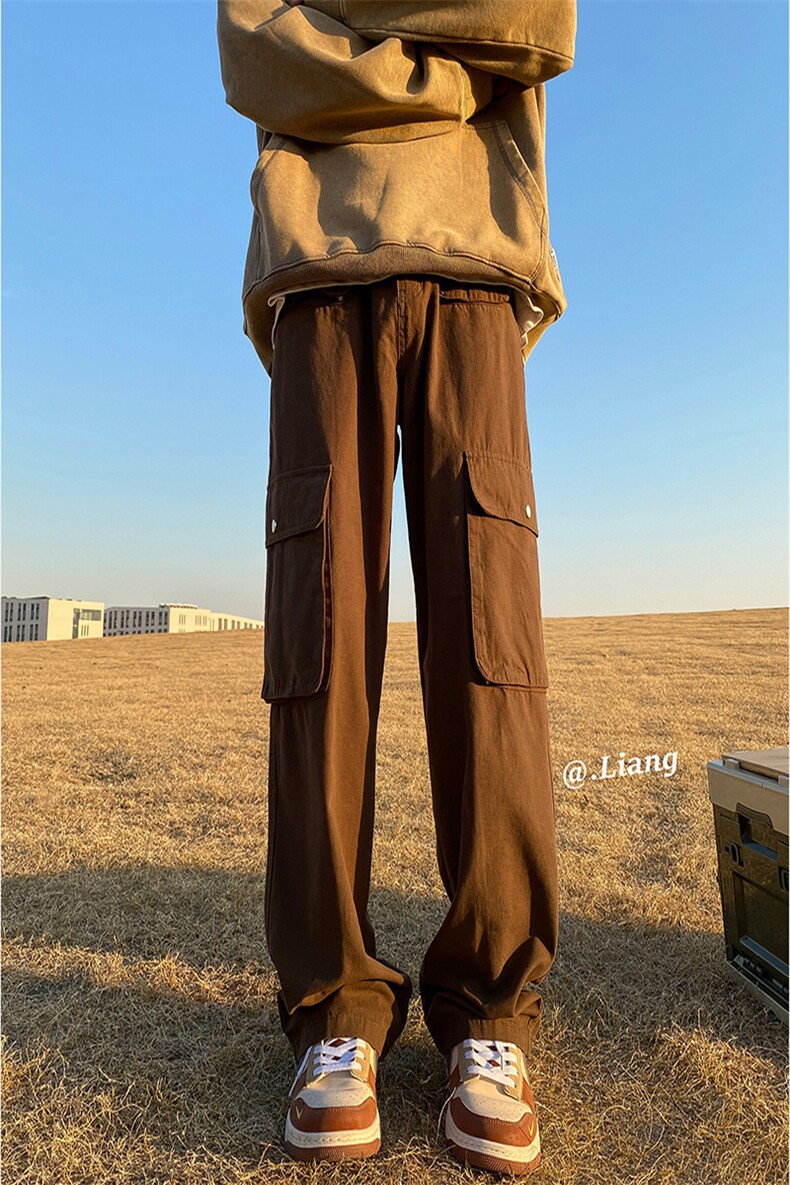 美式高街工装宽松直筒垂感阔腿裤棉715-6-BX20P65(控88）,男装休闲裤,星座715-6