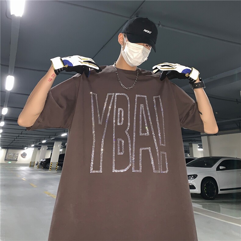 T恤潮流圆领男港风烫钻2026夏季新款短袖时尚B299-X5290-P40-控59,男装T恤,电商A061-1