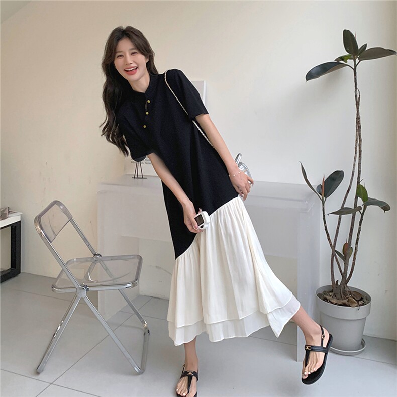 黑色国风新中式连衣裙女2025夏新款显瘦不规则复古气质裙子小个子,女装连衣裙,2C031