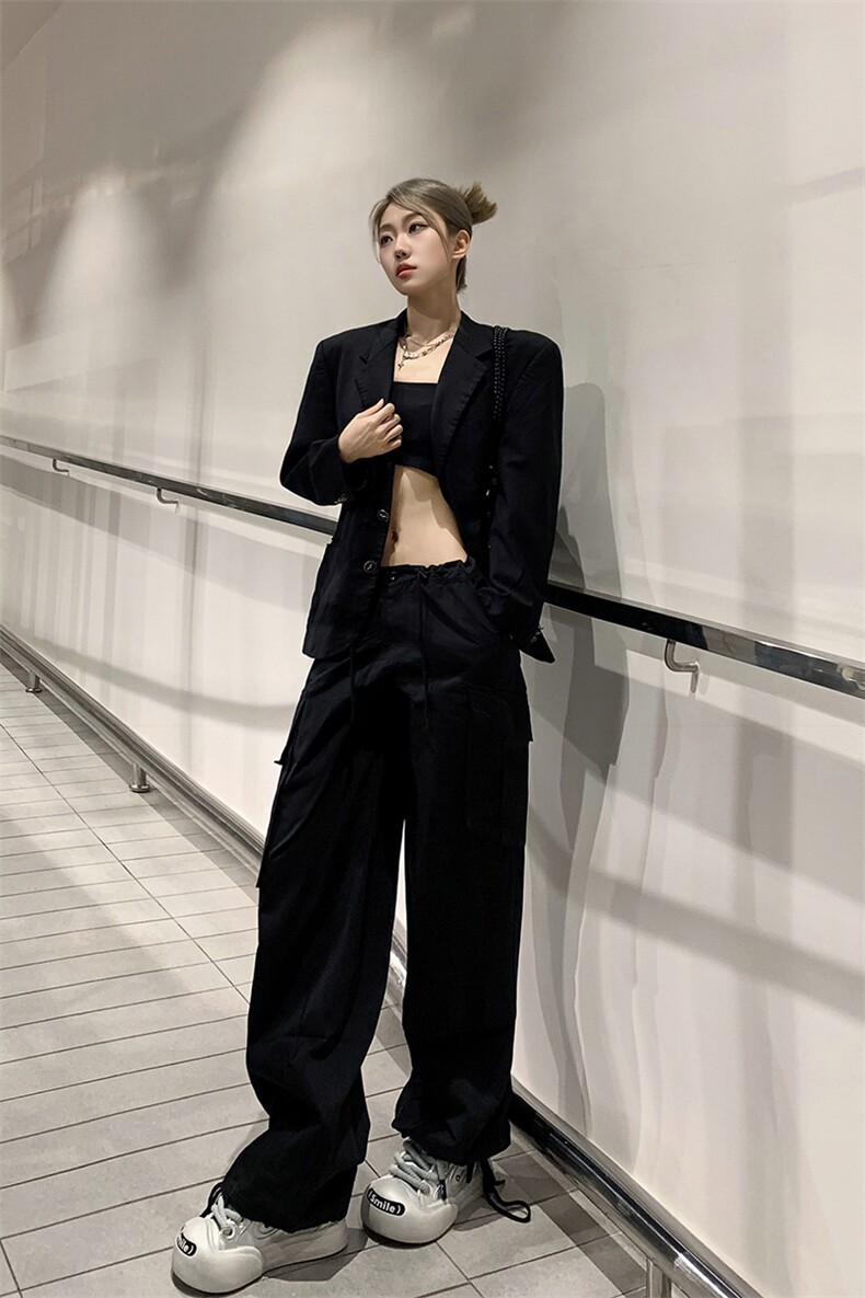 B221美式ins街头hiphop休闲大口袋宽松工装裤LK23121-P65控88,男装休闲裤,电商B221